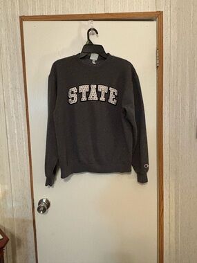 Champion Charcoal Crewneck Sweatshirt with STATE Appliqué